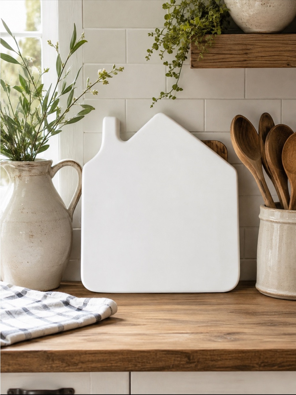 House-Shaped Cutting | Serving Board. Ivory | Thick Resin ? | Farmhouse |